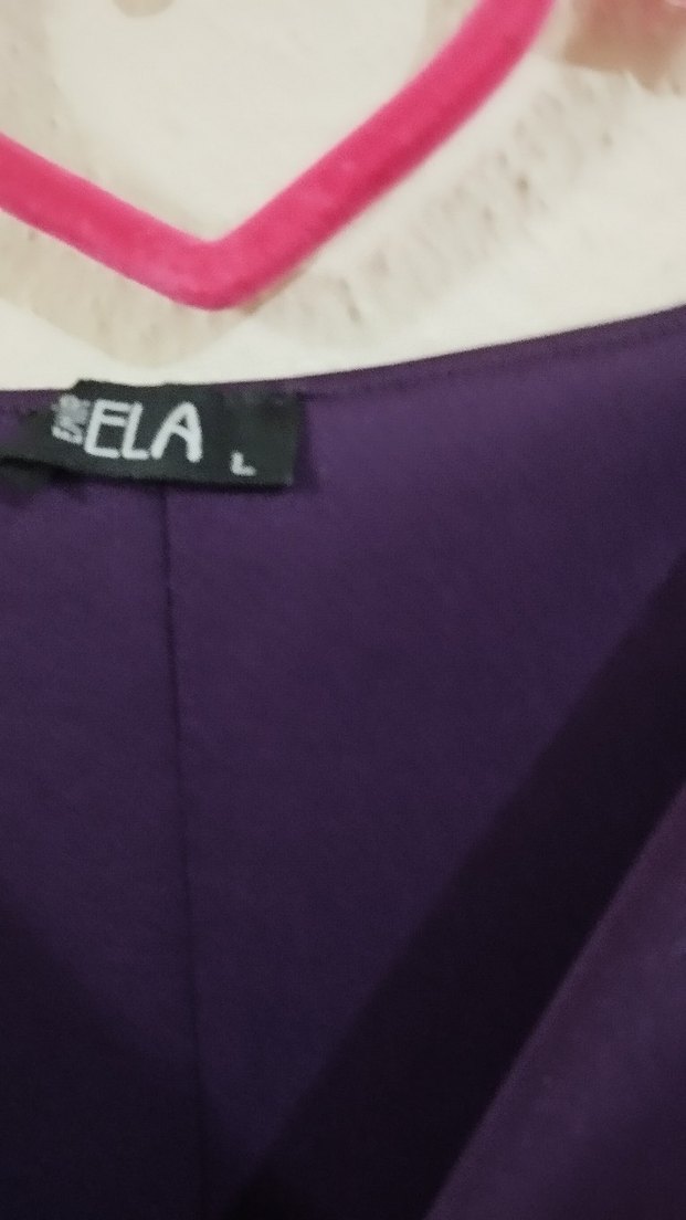 Mor Midi V Yaka Salaş Elbise - Görsel 4