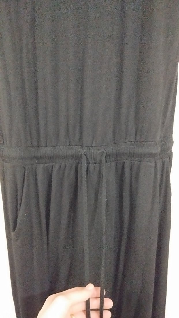 Siyah, kısa kollu, uzun salaş elbise - Görsel 3