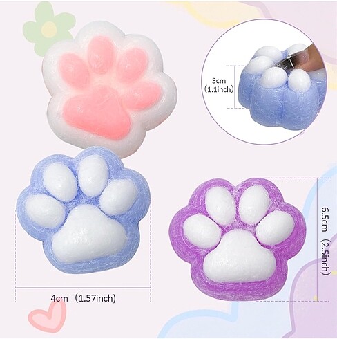  Kedi Patisi - Taba Lapka - Squishy - Stress Oyuncağı - Sukuşi
