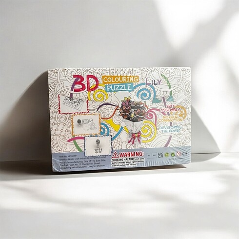 Diğer Boyanabilir 3d Yapboz Çiçek Buketi ? 10 Renkli Kalemli Eğlenceli
