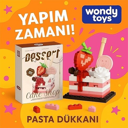 Beden Renk Mini Lego Pasta Yapı Seti ? 186 Parça Tatlı Tasarım Blokları