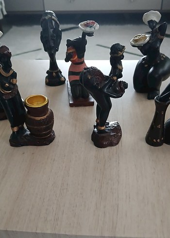 Afrikadan Siyah Renkli Dekoratif Figürin Seti - Görsel 2