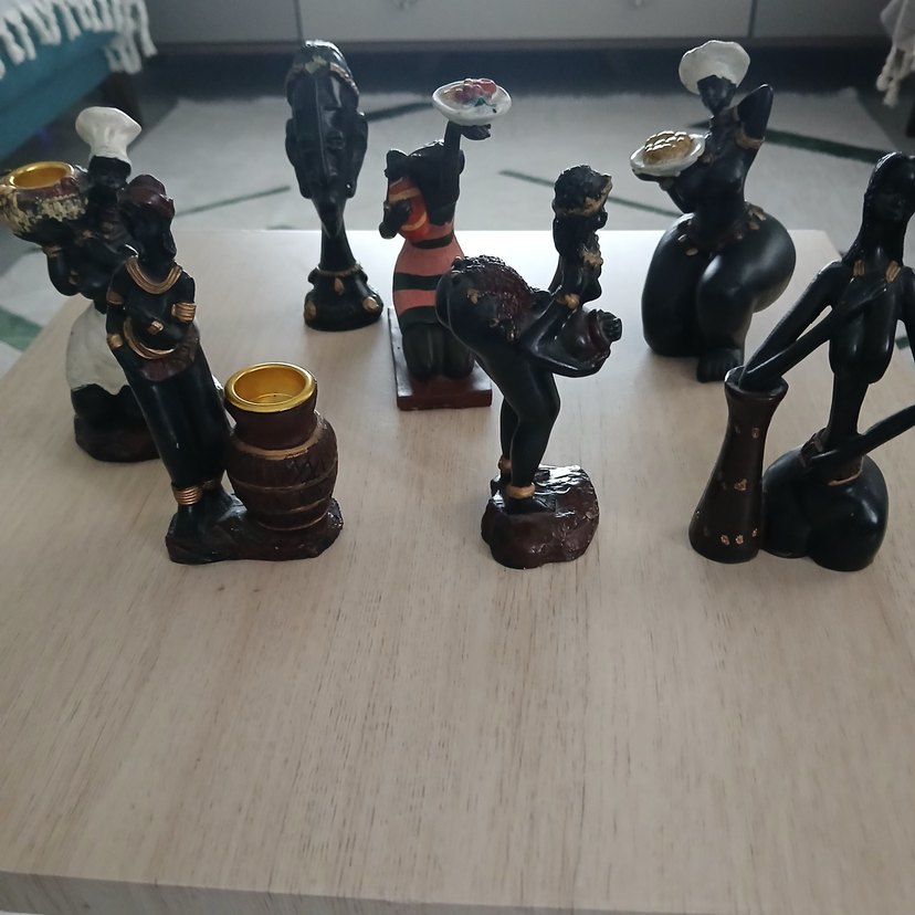 Afrikadan Siyah Renkli Dekoratif Figürin Seti - Görsel 2