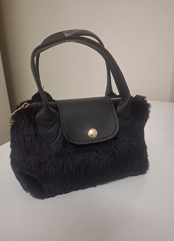  Beden siyah Renk New Collection Mini Peluş Çanta 