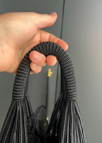 Gri Nakışlı Örgü Kadın Çanta - Görsel 3