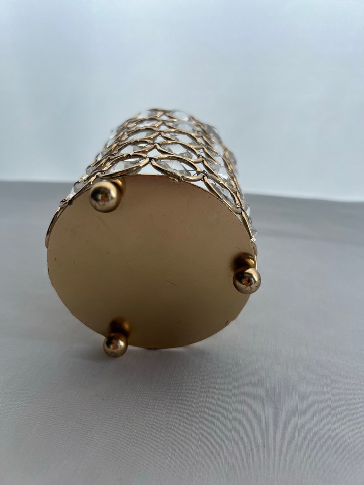 Altın Renkli Kristal Detaylı Mumluk - Görsel 4