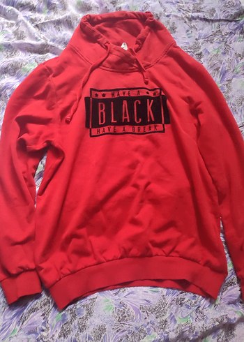 Kırmızı Kapüşonlu Baskılı  Sweatshirt - Görsel 3