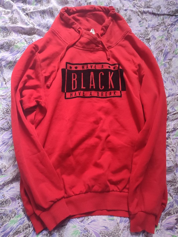 Kırmızı Kapüşonlu Baskılı  Sweatshirt - Görsel 2