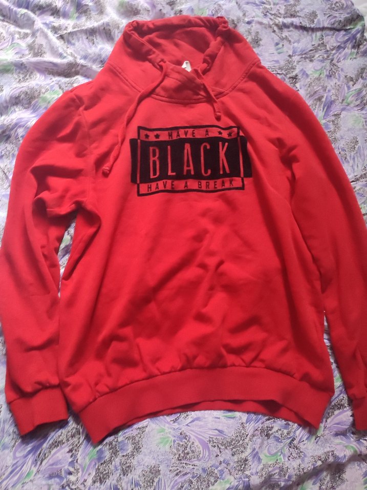 Kırmızı Kapüşonlu Baskılı  Sweatshirt - Görsel 3