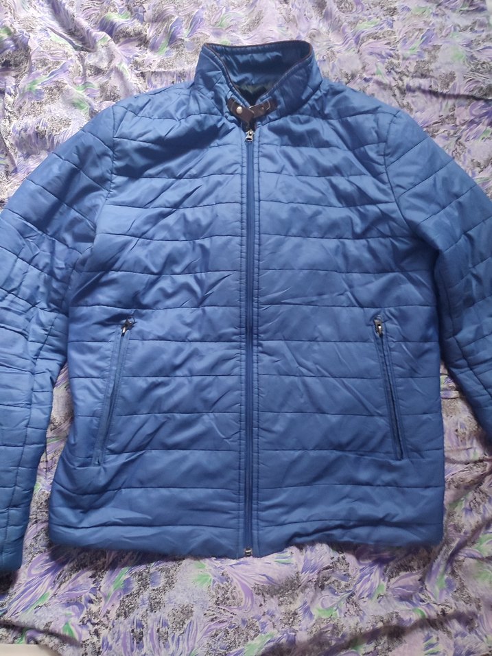 Mavi Parlak Uzun Kollu Kış Montu - Görsel 5