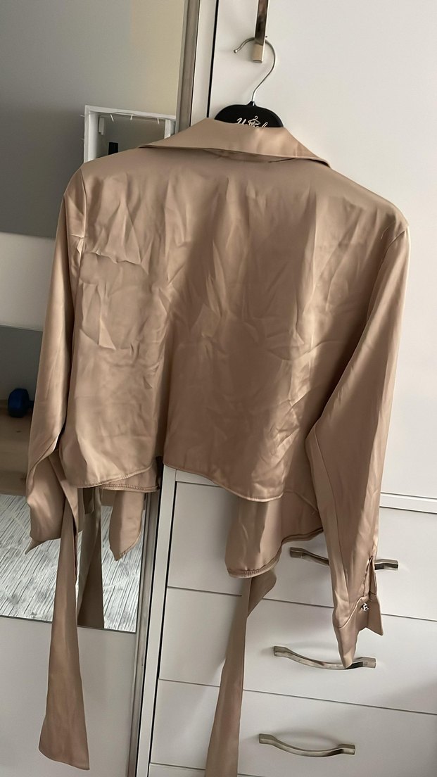 Bej Drapeli Kadın Gömlek - Görsel 5