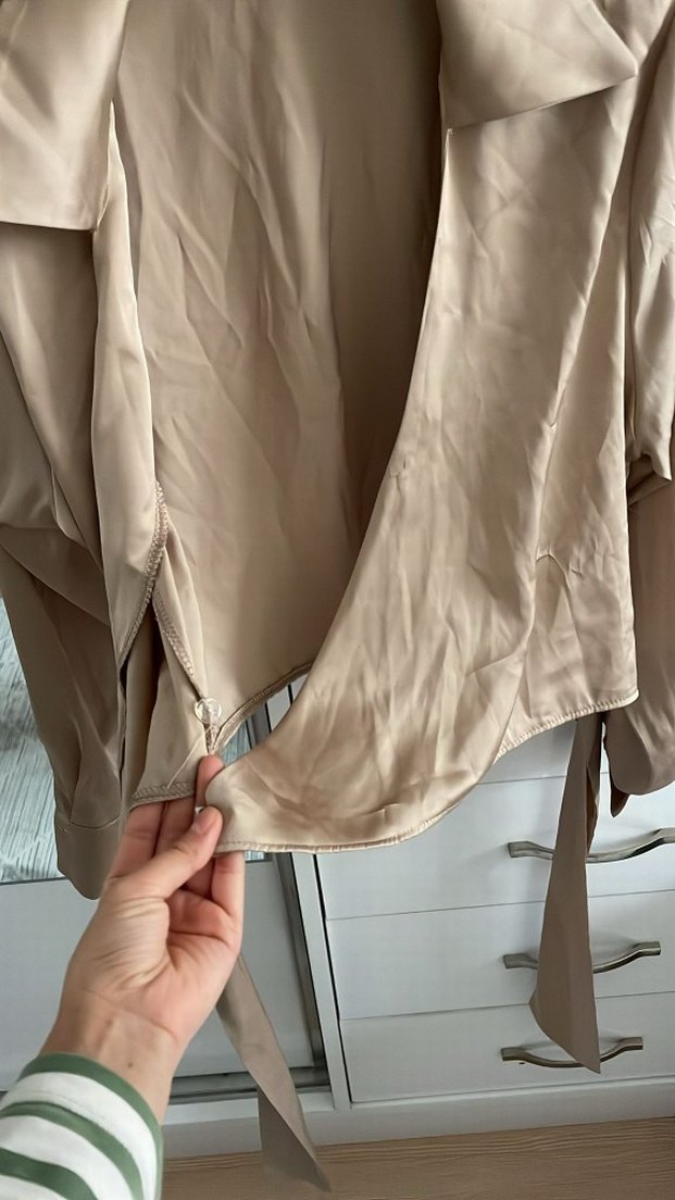 Bej Drapeli Kadın Gömlek - Görsel 3