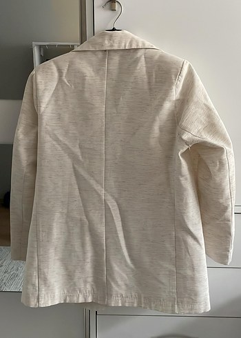 Bej Kadın Keten Blazer Ceket - Görsel 2