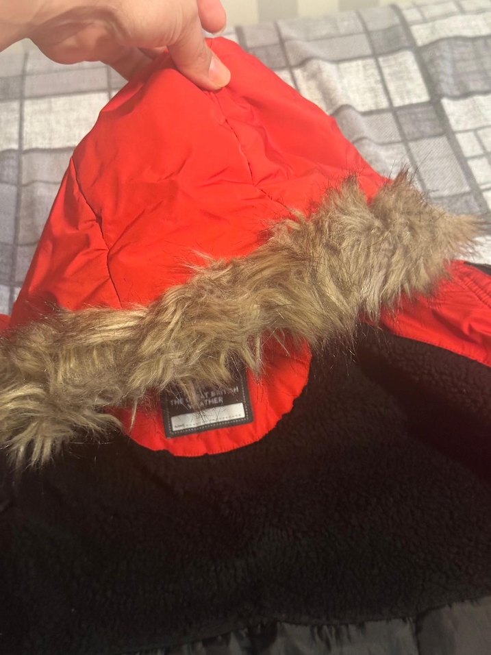 Kürklü Kapüşonlu Kırmızı Erkek Çocuk Mont - Görsel 4