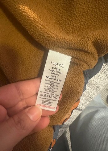 6 Yaş Beden gri Renk NEXT marka Kapüşonlu, Desenli Erkek Çocuk Mont