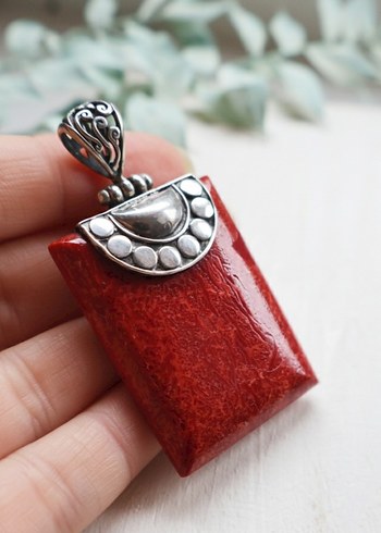 925 ayar mercan kolyeu ucu - Görsel 2