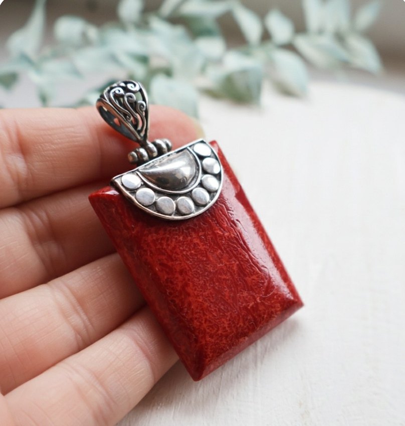 925 ayar mercan kolyeu ucu - Görsel 2