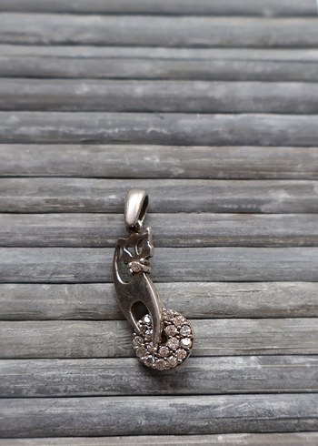 925 ayar kedi kolye ucu - Görsel 2