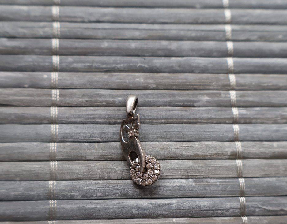 925 ayar kedi kolye ucu - Görsel 2