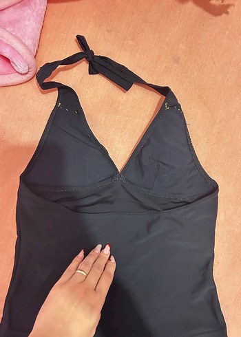 Siyah Drapeli Mini Desenli Kadın Crop - Görsel 5