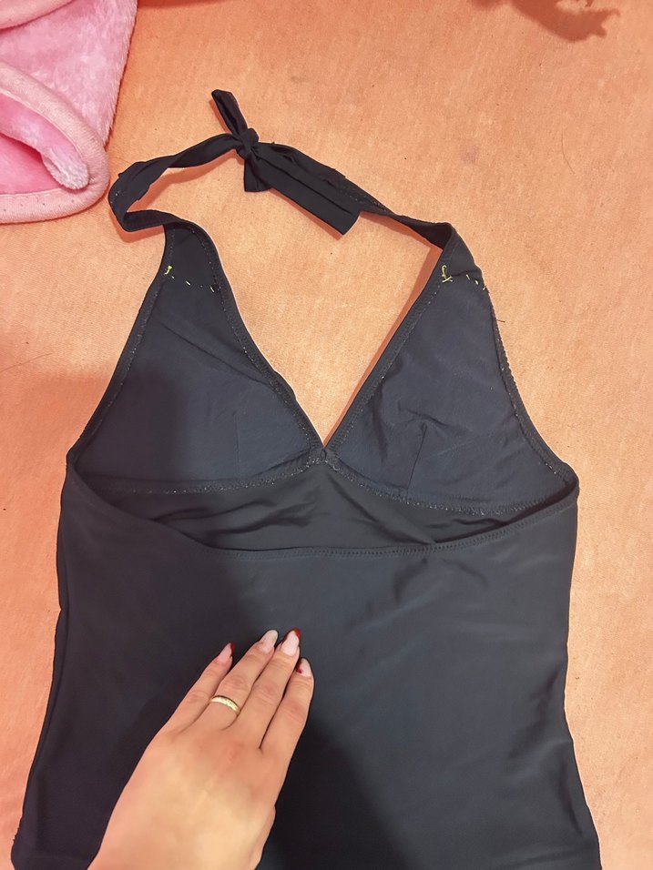 Siyah Drapeli Mini Desenli Kadın Crop - Görsel 5