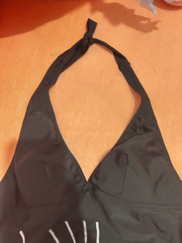 Siyah Drapeli Mini Desenli Kadın Crop - Görsel 2