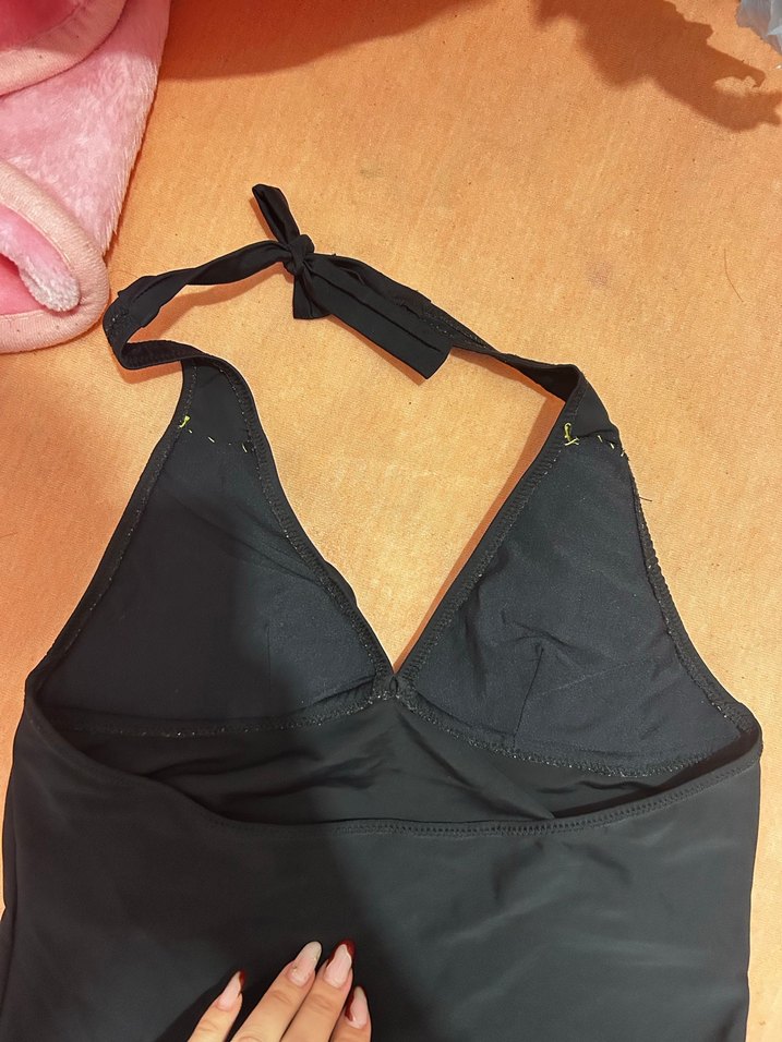 Siyah Drapeli Mini Desenli Kadın Crop - Görsel 4