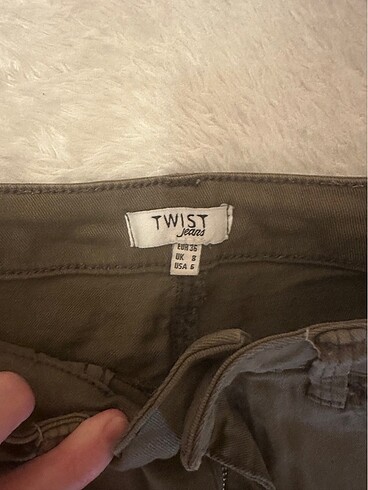 Twist haki yüksek bel jean