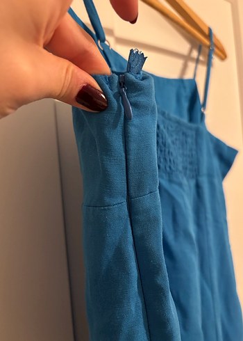 Mavi midi mavi Elbise - Görsel 6