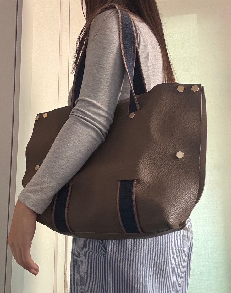 yesil alt tonlu acik kahve buyuk mudo canta - Görsel 4