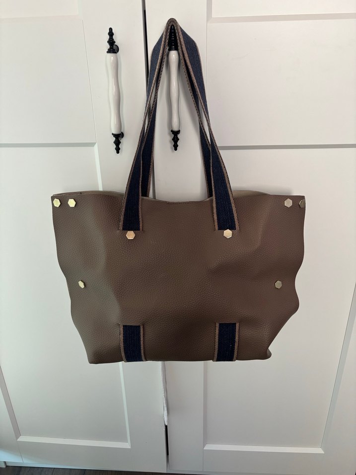 yesil alt tonlu acik kahve buyuk mudo canta - Görsel 2