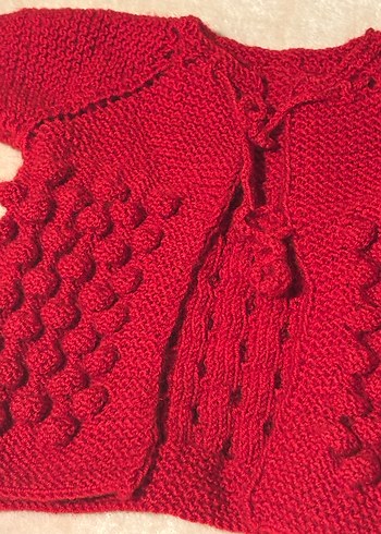 Kız Çocuk Kırmızı Örgü Hırka - Görsel 2