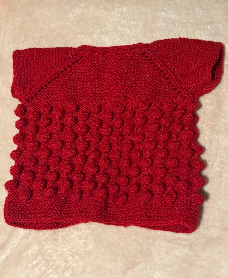 Kız Çocuk Kırmızı Örgü Hırka - Görsel 3