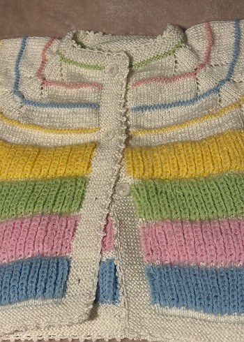 Pastel Renkli Kız Örme Kolsuz Hırka - Görsel 2