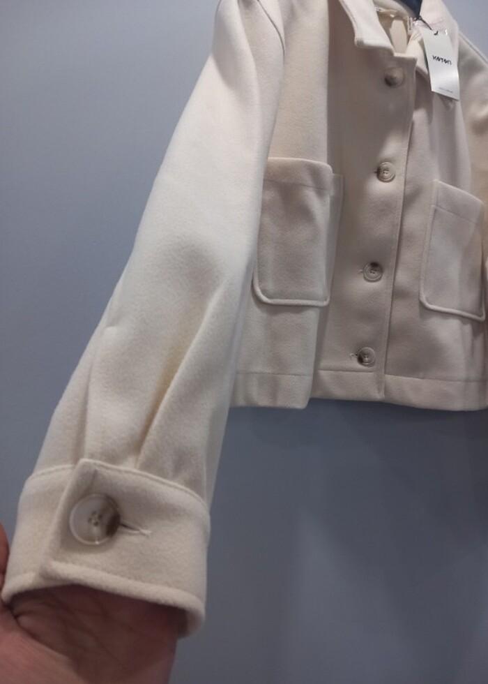 Etiketli Kaşe ceket koton - Görsel 3