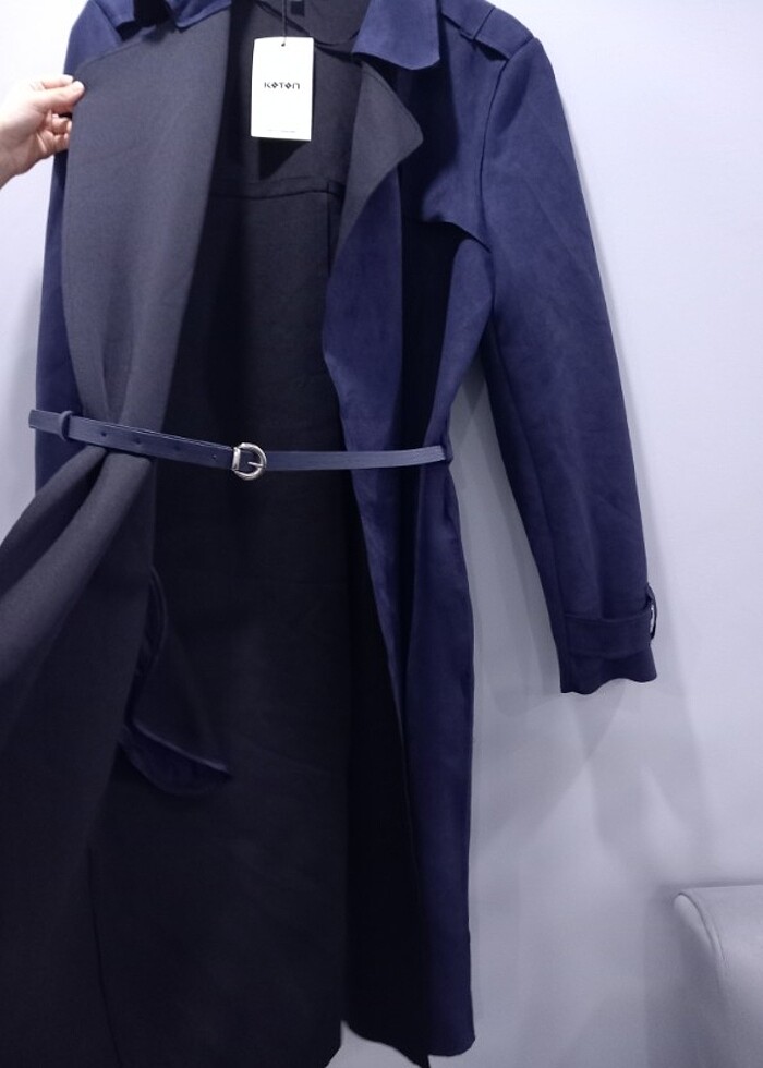 Koton Nubuk Süet Trenckot Pardesu - Görsel 2