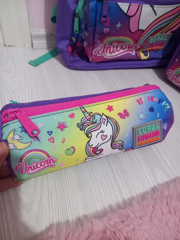 Coral High Su Yeşili Lavanta Unicorn Okul Çantası Seti - Görsel 3