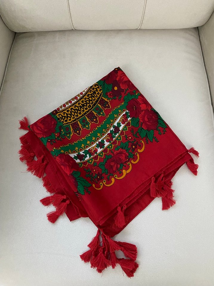 Püsküllü Çok Renkli Bohem Kadın Şal - Görsel 3