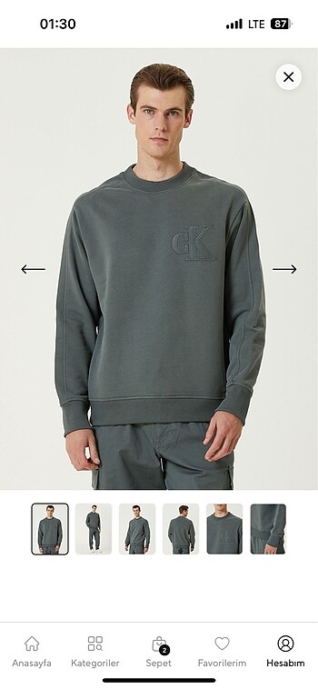 Calvin Klein Gri Logo Detaylı Sweatshirt