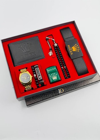 Rolex Siyah Erkek Saat ve Aksesuar Seti - Görsel 4