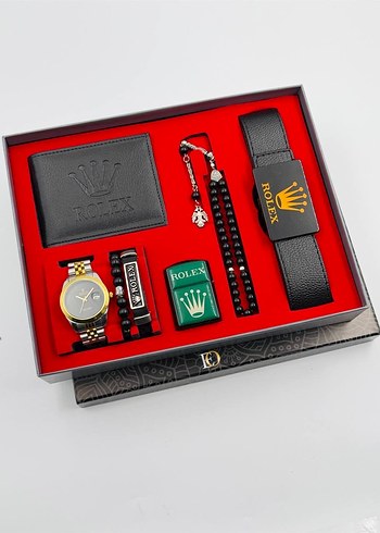 Rolex Siyah Erkek Saat ve Aksesuar Seti - Görsel 6