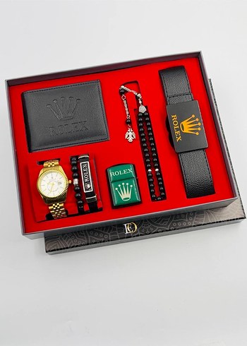 Rolex Siyah Erkek Saat ve Aksesuar Seti - Görsel 2