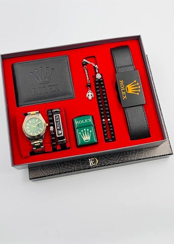 Rolex Siyah Erkek Saat ve Aksesuar Seti - Görsel 5