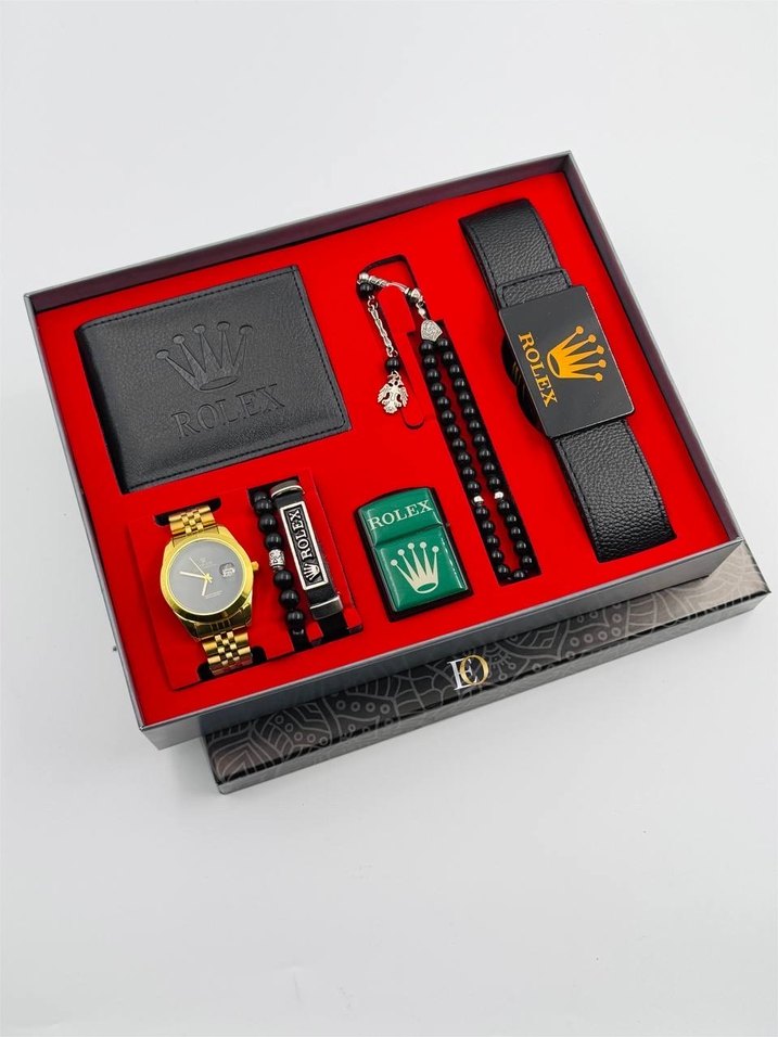 Rolex Siyah Erkek Saat ve Aksesuar Seti - Görsel 4