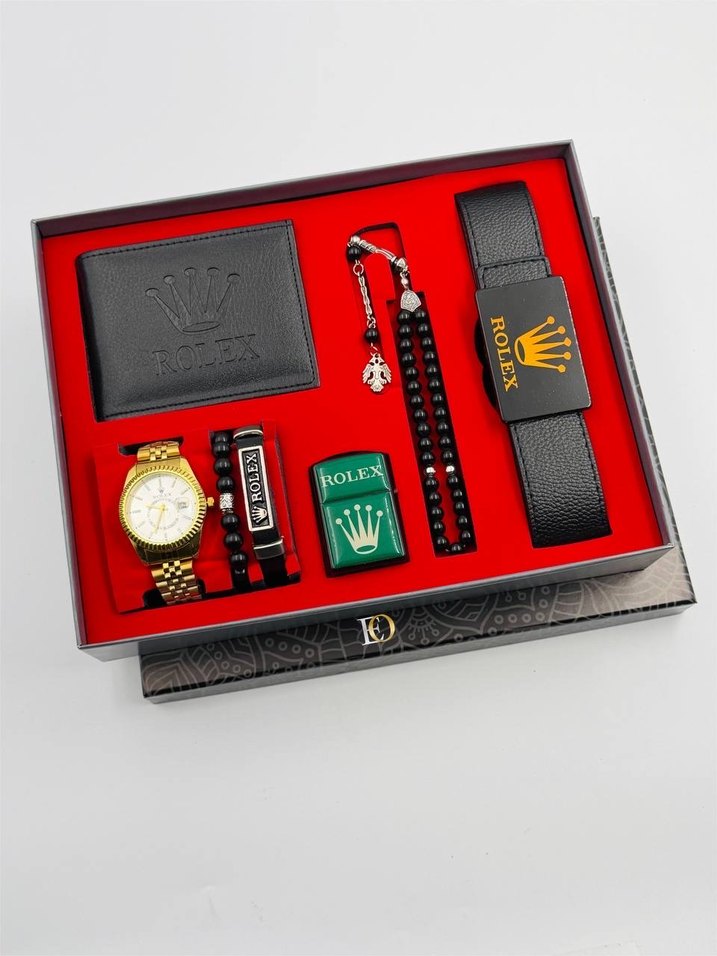 Rolex Siyah Erkek Saat ve Aksesuar Seti - Görsel 2