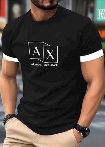 Armani Exchange Siyah Baskili Erkek Tisort