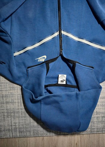 Erkek Mavi Fermuarlı Kapüşonlu Sweatshirt - Görsel 2