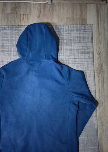 Erkek Mavi Fermuarlı Kapüşonlu Sweatshirt - Görsel 5