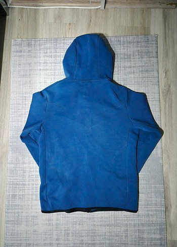 Erkek Mavi Fermuarlı Kapüşonlu Sweatshirt - Görsel 3