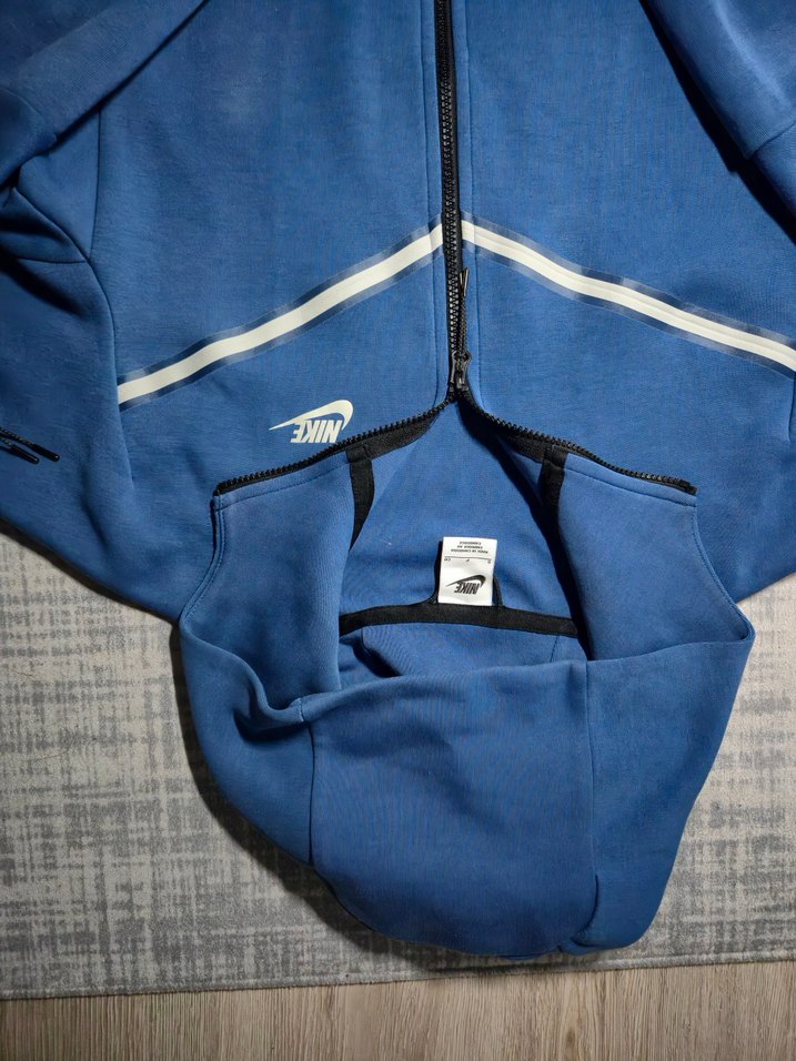 Erkek Mavi Fermuarlı Kapüşonlu Sweatshirt - Görsel 2